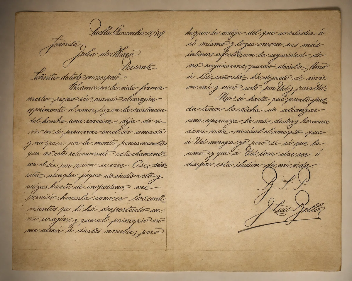 Carta manuscrita de José Luis Bello a Julia